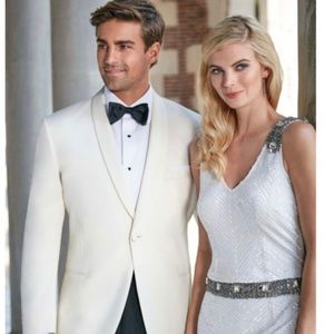 NWT Size 42L Brand New Ivory Dinner Jacket designer Ike Behar Wool Blend